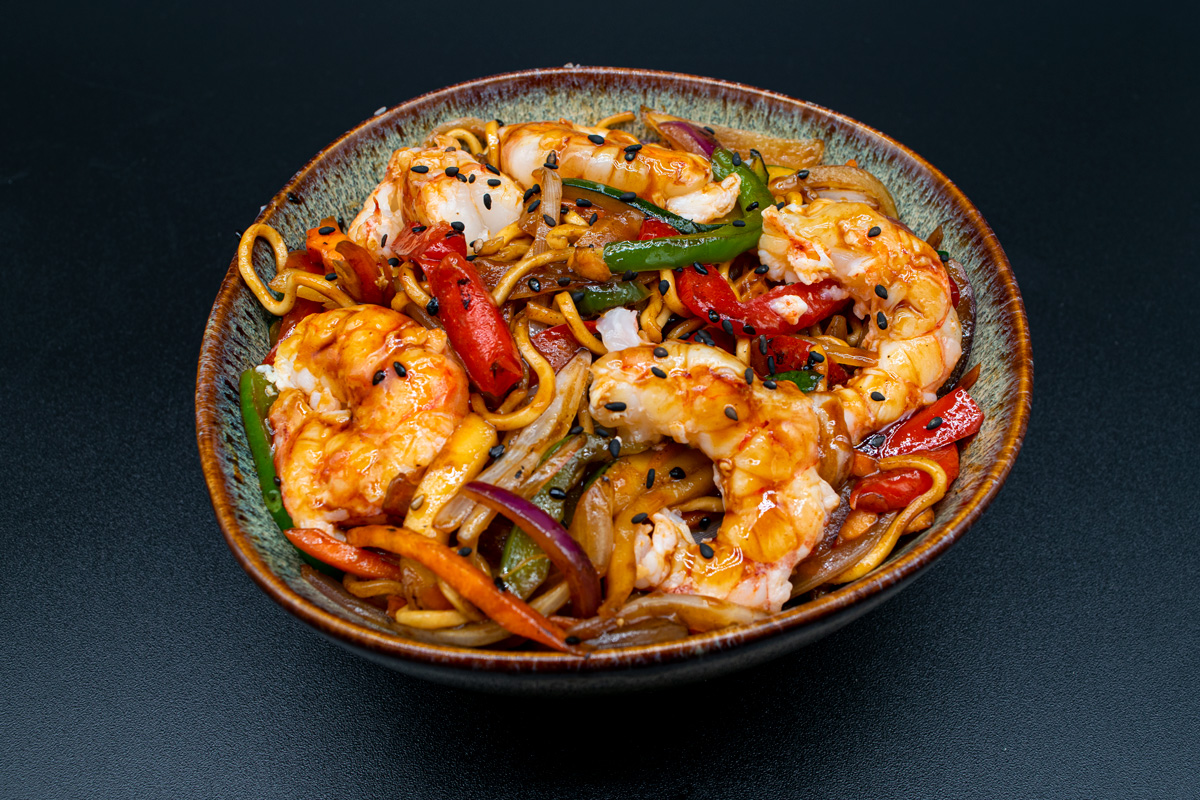 Yakisoba de langostinos